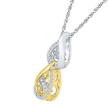 Load image into Gallery viewer, 10kt Tri-Tone Gold Moving Diamond Teardrop Pendant - A Mesmerizing Statement Piece - Alternate view 2 from Splendid Jewellery