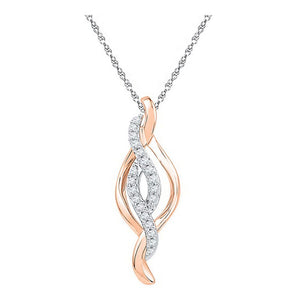 Diamond Fashion Pendant | 10kt Two-tone Gold Womens Round Diamond Fashion Pendant 1/8 Cttw | Splendid Jewellery GND