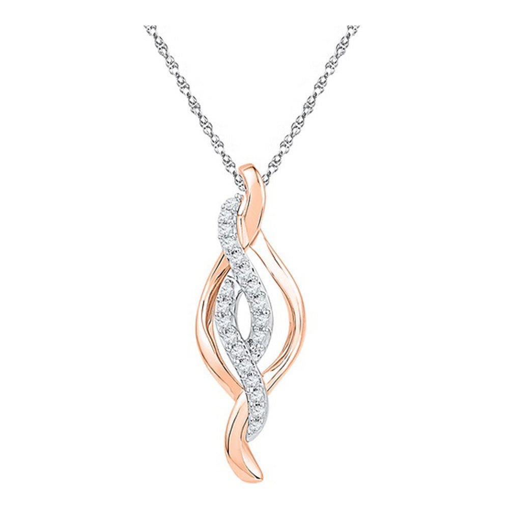 Diamond Fashion Pendant | 10kt Two-tone Gold Womens Round Diamond Fashion Pendant 1/8 Cttw | Splendid Jewellery GND