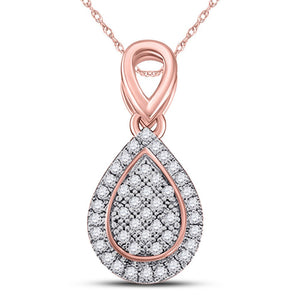 Diamond Fashion Pendant | 10kt Two-tone Gold Womens Round Diamond Teardrop Pendant 1/8 Cttw | Splendid Jewellery GND