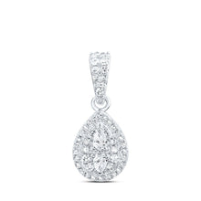 Load image into Gallery viewer, Captivating Teardrop Diamond Pendant Top view from the 10Kt White Gold Womens Pear Diamond Teardrop Pendant 1 3 Cttwpin219125 collection by Splendid Jewellery