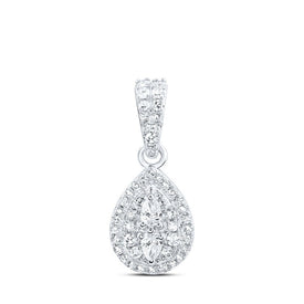 Captivating Teardrop Diamond Pendant Top view from the 10Kt White Gold Womens Pear Diamond Teardrop Pendant 1 3 Cttwpin219125 collection by Splendid Jewellery