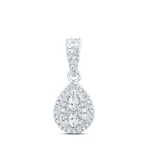 Diamond Fashion Pendant | 10kt White Gold Womens Pear Diamond Teardrop Pendant 1/3 Cttw | Splendid Jewellery GND