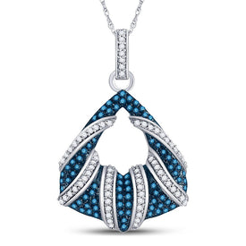Enchanting Blue Diamond Pendant | 10kt White Gold Womens Round Blue Color Enhanced Diamond Pendant 1/3 Cttw | Splendid Jewellery Top view from the 10Kt White Gold Womens Round Blue Color Enhanced Diamond Fashion Pendant 1 3 Cttwpin67039 collection by Splendid Jewellery