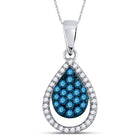 Enchanting Blue Diamond Teardrop Pendant Top view from the 10Kt White Gold Womens Round Blue Color Enhanced Diamond Teardrop Pendant 1 2 Cttwpin96736 collection by Splendid Jewellery