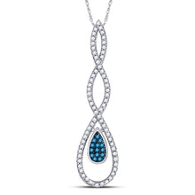 Load image into Gallery viewer, Exquisite Blue Diamond Teardrop Pendant - A Captivating Symbol of Love and Elegance Top view from the 10Kt White Gold Womens Round Blue Color Enhanced Diamond Teardrop Pendant 1 5 Cttwpin67276 collection by Splendid Jewellery