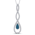 Exquisite Blue Diamond Teardrop Pendant - A Captivating Symbol of Love and Elegance Top view from the 10Kt White Gold Womens Round Blue Color Enhanced Diamond Teardrop Pendant 1 5 Cttwpin67276 collection by Splendid Jewellery