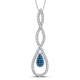 Exquisite Blue Diamond Teardrop Pendant - A Captivating Symbol of Love and Elegance Top view from the 10Kt White Gold Womens Round Blue Color Enhanced Diamond Teardrop Pendant 1 5 Cttwpin67276 collection by Splendid Jewellery