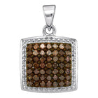 Enchanted Brown Diamond Square Pendant in 10kt White Gold Top view from the 10Kt White Gold Womens Round Brown Diamond Square Pendant 1 2 Cttwpin99117 collection by Splendid Jewellery