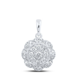 Diamond Fashion Pendant | 10kt White Gold Womens Round Diamond Circle Pendant 1/3 Cttw | Splendid Jewellery GND
