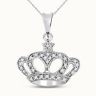 Regal Radiance: 10kt White Gold Womens Round Diamond Crown Pendant Top view from the 10Kt White Gold Womens Round Diamond Crown Pendant 1 8 Cttwpin270904 collection by Splendid Jewellery