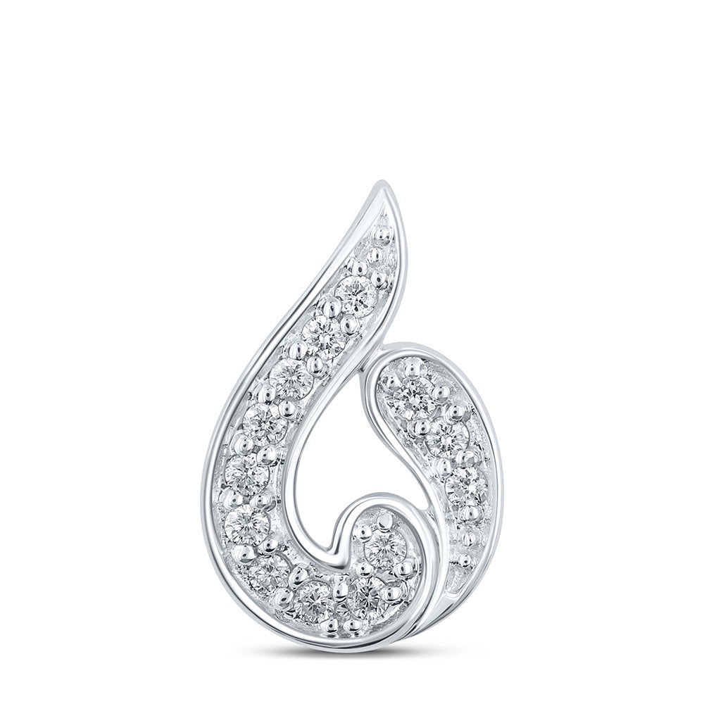Diamond Fashion Pendant | 10kt White Gold Womens Round Diamond Fashion Pendant 1/10 Cttw | Splendid Jewellery GND