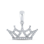 Radiant Reflections: 10kt White Gold Round Diamond Fashion Pendant Top view from the 10Kt White Gold Womens Round Diamond Crown Fashion Pendant 1 6 Cttwpin210815 collection by Splendid Jewellery