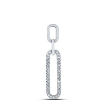 Load image into Gallery viewer, Captivating Radiance: 10kt White Gold Womens Round Diamond Oblong Fashion Pendant 1/8 Cttw Top view from the 10Kt White Gold Womens Round Diamond Oblong Fashion Pendant 1 8 Cttwpin214098 collection by Splendid Jewellery