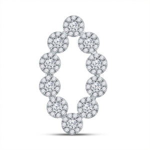 Diamond Fashion Pendant | 10kt White Gold Womens Round Diamond Oval Fashion Pendant 3/4 Cttw | Splendid Jewellery GND