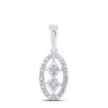 Load image into Gallery viewer, Elegant Romance Diamond Pendant Top view from the 10Kt White Gold Womens Round Diamond Oval Pendant 1 12 Cttwpin210821 collection by Splendid Jewellery
