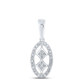 Elegant Romance Diamond Pendant Top view from the 10Kt White Gold Womens Round Diamond Oval Pendant 1 12 Cttwpin210821 collection by Splendid Jewellery