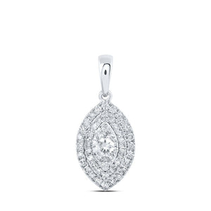 Diamond Fashion Pendant | 10kt White Gold Womens Round Diamond Oval Pendant 1/2 Cttw | Splendid Jewellery GND