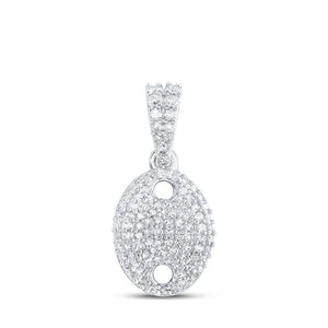 Diamond Fashion Pendant | 10kt White Gold Womens Round Diamond Oval Pendant 1/3 Cttw | Splendid Jewellery GND