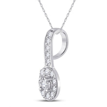 Load image into Gallery viewer, 10kt White Gold Diamond Oval Pendant - A Radiant Masterpiece of Elegance Side view from the 10Kt White Gold Womens Round Diamond Oval Pendant 1 4 Cttwpin288282 collection by Splendid Jewellery