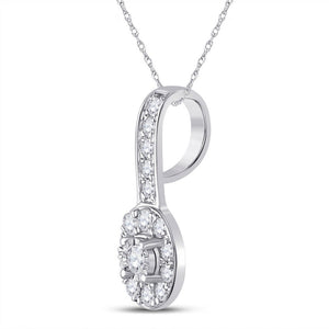 Diamond Fashion Pendant | 10kt White Gold Womens Round Diamond Oval Pendant 1/4 Cttw | Splendid Jewellery GND
