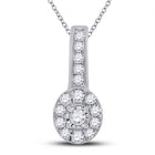 10kt White Gold Diamond Oval Pendant - A Radiant Masterpiece of Elegance Top view from the 10Kt White Gold Womens Round Diamond Oval Pendant 1 4 Cttwpin288282 collection by Splendid Jewellery
