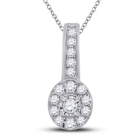 10kt White Gold Diamond Oval Pendant - A Radiant Masterpiece of Elegance Top view from the 10Kt White Gold Womens Round Diamond Oval Pendant 1 4 Cttwpin288282 collection by Splendid Jewellery