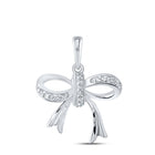 10kt White Gold Diamond Ribbon Bow Fashion Pendant Top view from the 10Kt White Gold Womens Round Diamond Ribbon Bow Fashion Pendant 1 20 Cttwpin214005 collection by Splendid Jewellery