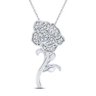 Enchanting Rose Blossom Diamond Pendant Top view from the 10Kt White Gold Womens Round Diamond Rose Flower Pendant 1 10 Cttwpin280996 collection by Splendid Jewellery