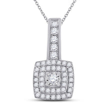 Load image into Gallery viewer, Captivating Brilliance: 10kt White Gold Womens Round Diamond Square Pendant 1/3 Cttw Top view from the 10Kt White Gold Womens Round Diamond Square Pendant 1 3 Cttwpin288284 collection by Splendid Jewellery