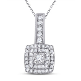 Captivating Brilliance: 10kt White Gold Womens Round Diamond Square Pendant 1/3 Cttw Top view from the 10Kt White Gold Womens Round Diamond Square Pendant 1 3 Cttwpin288284 collection by Splendid Jewellery