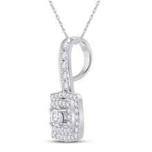 Load image into Gallery viewer, Captivating Brilliance: 10kt White Gold Womens Round Diamond Square Pendant 1/3 Cttw Side view from the 10Kt White Gold Womens Round Diamond Square Pendant 1 3 Cttwpin288284 collection by Splendid Jewellery