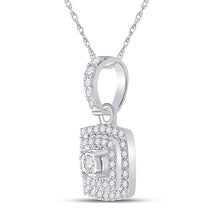 Load image into Gallery viewer, Radiant Elegance: 10kt White Gold Womens Round Diamond Square Pendant 1/4 Cttw Side view from the 10Kt White Gold Womens Round Diamond Square Pendant 1 4 Cttwpin288247 collection by Splendid Jewellery