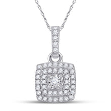 Load image into Gallery viewer, Radiant Elegance: 10kt White Gold Womens Round Diamond Square Pendant 1/4 Cttw Top view from the 10Kt White Gold Womens Round Diamond Square Pendant 1 4 Cttwpin288247 collection by Splendid Jewellery