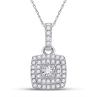 Radiant Elegance: 10kt White Gold Womens Round Diamond Square Pendant 1/4 Cttw Top view from the 10Kt White Gold Womens Round Diamond Square Pendant 1 4 Cttwpin288247 collection by Splendid Jewellery