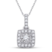 Load image into Gallery viewer, Captivating Brilliance: 10kt White Gold Womens Round Diamond Square Pendant Top view from the 10Kt White Gold Womens Round Diamond Square Pendant 1 6 Cttwpin288250 collection by Splendid Jewellery