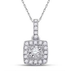 Captivating Brilliance: 10kt White Gold Womens Round Diamond Square Pendant Top view from the 10Kt White Gold Womens Round Diamond Square Pendant 1 6 Cttwpin288250 collection by Splendid Jewellery