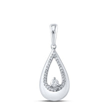 Load image into Gallery viewer, Captivating Brilliance: 10kt White Gold Diamond Cascade Pendant Top view from the 10Kt White Gold Womens Round Diamond Teardrop Pendant 1 10 Cttwpin215616 collection by Splendid Jewellery