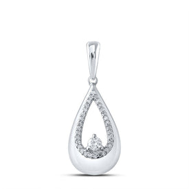 Captivating Brilliance: 10kt White Gold Diamond Cascade Pendant Top view from the 10Kt White Gold Womens Round Diamond Teardrop Pendant 1 10 Cttwpin215616 collection by Splendid Jewellery