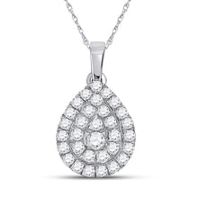 Load image into Gallery viewer, Captivating Elegance: 10kt White Gold Diamond Teardrop Pendant Top view from the 10Kt White Gold Womens Round Diamond Teardrop Pendant 1 2 Cttwpin282501 collection by Splendid Jewellery