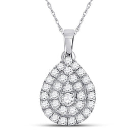 Captivating Elegance: 10kt White Gold Diamond Teardrop Pendant Top view from the 10Kt White Gold Womens Round Diamond Teardrop Pendant 1 2 Cttwpin282501 collection by Splendid Jewellery