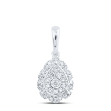 Load image into Gallery viewer, Splendid Jewellery 10kt White Gold Teardrop Diamond Pendant Top view from the 10Kt White Gold Womens Round Diamond Teardrop Pendant 1 5 Cttwpin219081 collection by Splendid Jewellery