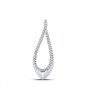 Diamond Fashion Pendant | 10kt White Gold Womens Round Diamond Teardrop Pendant 1/8 Cttw | Splendid Jewellery GND