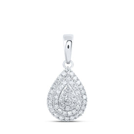 Captivating Diamond Elegance Pendant Top view from the 10Kt White Gold Womens Round Diamond Teardrop Pendant 3 8 Cttwpin237066 collection by Splendid Jewellery