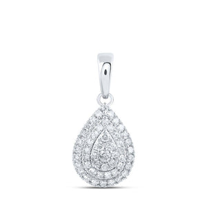 Diamond Fashion Pendant | 10kt White Gold Womens Round Diamond Teardrop Pendant 3/8 Cttw | Splendid Jewellery GND