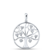 Load image into Gallery viewer, Enchanting Tree of Life Diamond Pendant - 10kt White Gold Women&#39;s Jewelry Top view from the 10Kt White Gold Womens Round Diamond Tree Of Life Heart Pendant 1 20 Cttwpin214020 collection by Splendid Jewellery