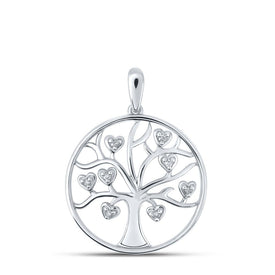 Enchanting Tree of Life Diamond Pendant - 10kt White Gold Women's Jewelry Top view from the 10Kt White Gold Womens Round Diamond Tree Of Life Heart Pendant 1 20 Cttwpin214020 collection by Splendid Jewellery
