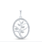 10kt White Gold Womens Round Diamond Tree Oval Pendant - A Mesmerizing Symbol of Strength and Elegance Top view from the 10Kt White Gold Womens Round Diamond Tree Oval Pendant 1 10 Cttwpin214001 collection by Splendid Jewellery