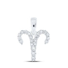 Celestial Fire: 10kt White Gold Diamond Aries Zodiac Pendant Top view from the 10Kt White Gold Womens Round Diamond Zodiac Aries Sign Fashion Pendant 1 4 Cttwpin237756 collection by Splendid Jewellery