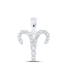 Celestial Fire: 10kt White Gold Diamond Aries Zodiac Pendant Top view from the 10Kt White Gold Womens Round Diamond Zodiac Aries Sign Fashion Pendant 1 4 Cttwpin237756 collection by Splendid Jewellery
